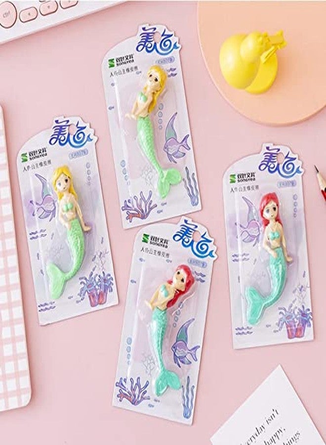 Tera13 TERA 13 Eraser for Kids (4 pcs) Mermaid Theme Eraser for Girls, Eraser Set for Kids,Pencil Eraser for Girls, Eraser for School Stationary Items, Birthday Return Gifts for Kids & Girls - Image 2